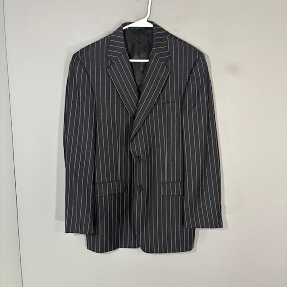 Burberry London Suit Jacket Mens 40R Gray Pinstripe Wool Notch Lapel Sport Coat